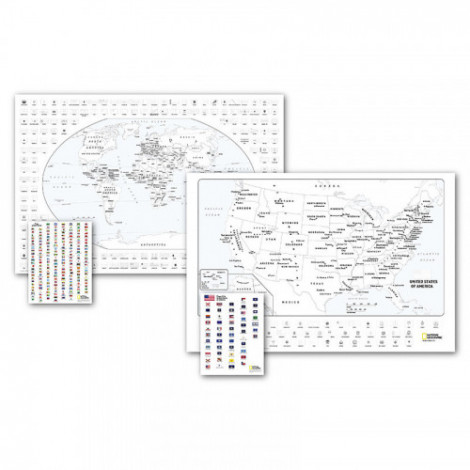National Geographic World and United States Coloring, Map...