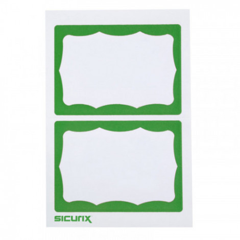 SICURIX Adhesive Badges, Green Border, Pack of 100