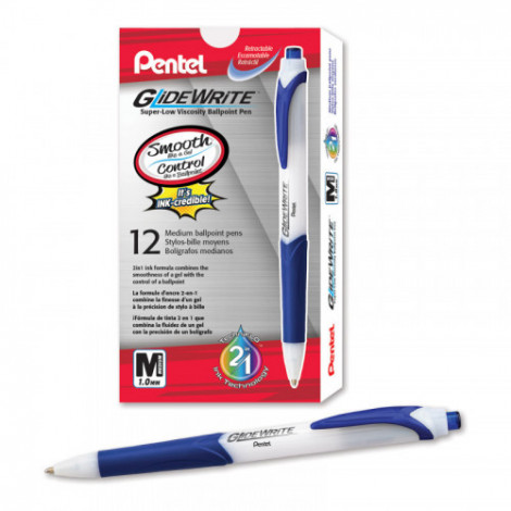 Pentel® GlideWrite Ballpoint Pen with TechniFlo Ink,...