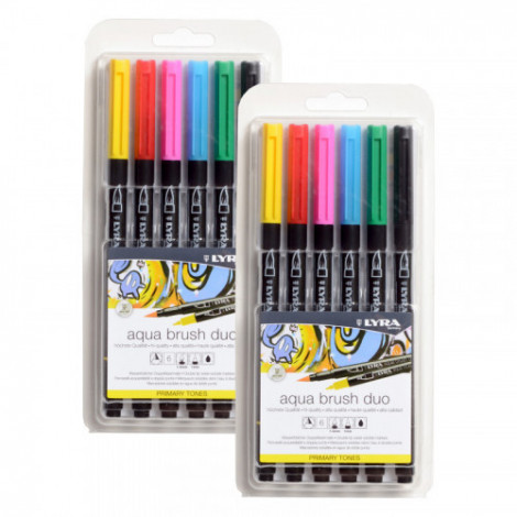 Lyra® Aqua Brush Duo Dual Tip Marker Set, Primary...