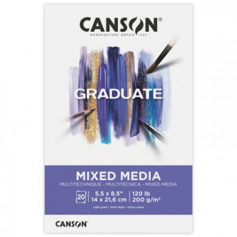 Canson Graduate Mixed Media Pad, Foldover Binding, 20...