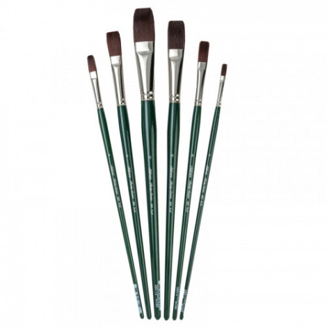 Silver Brush Ruby Satin Long Flats, 6 Brushes